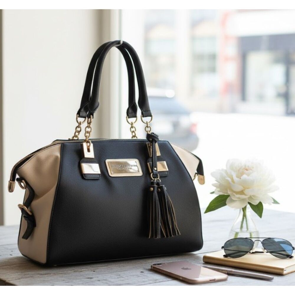 Marc New York Purse Large Satchel Leather Handbag Gold Hardware